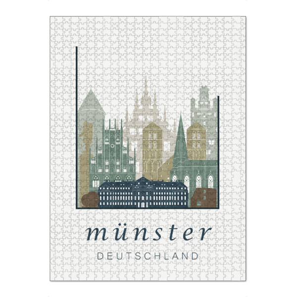 Puzzle Ravensburger "Münster light blue skyline" artboxONE - Städte,Kartografie
