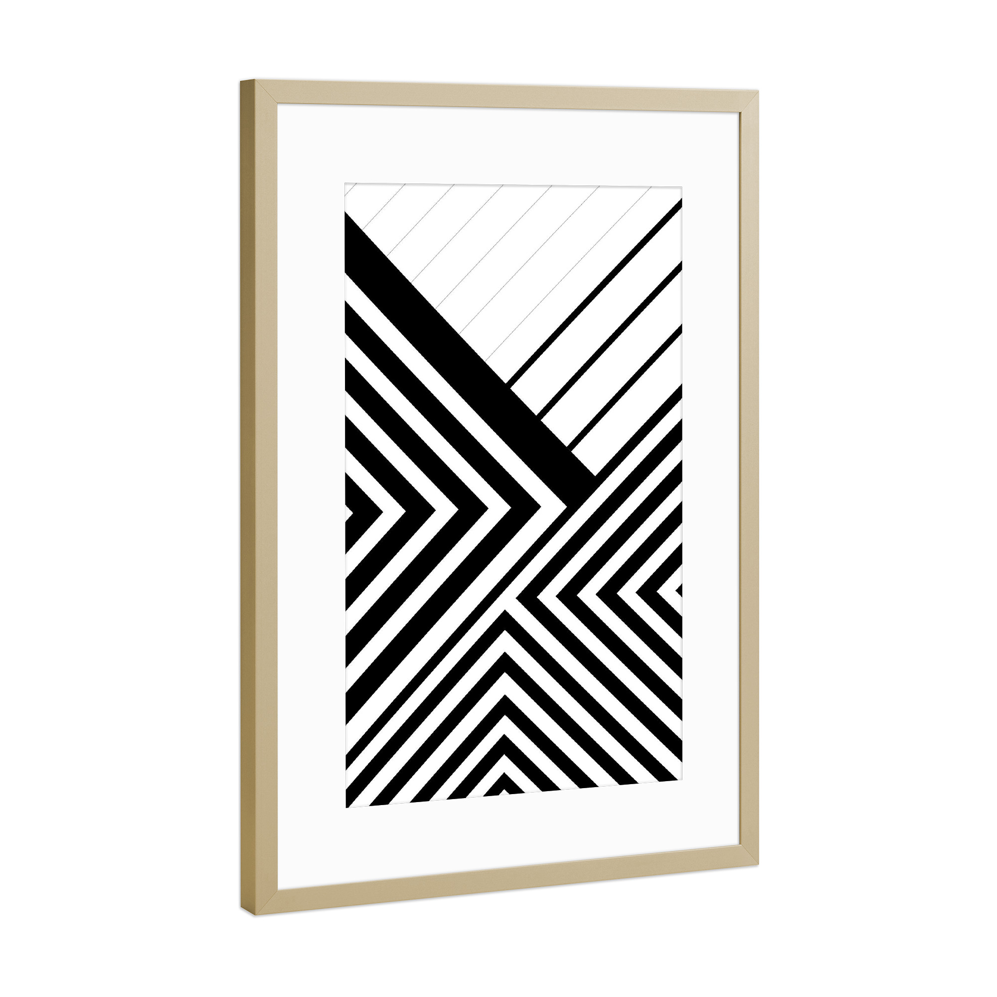 Poster mit Rahmen Gold "Bold Lines" artboxONE - Schwarzweiß,Geometrie