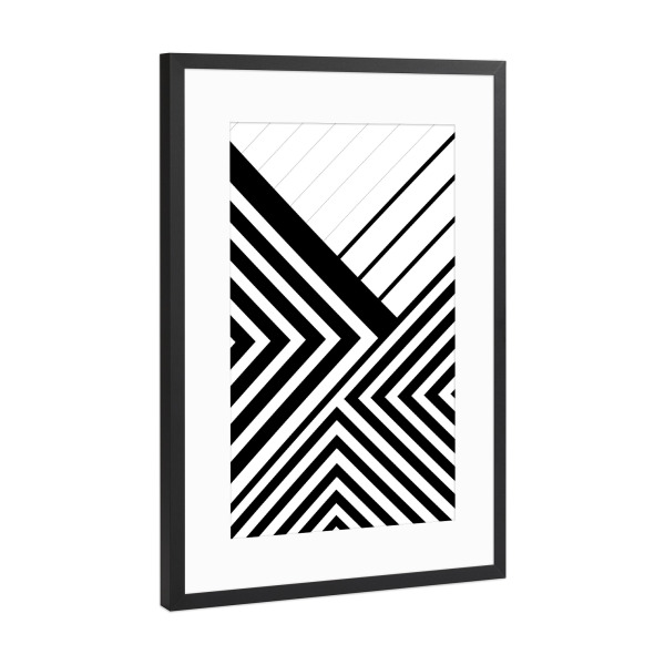 Poster mit Rahmen Schwarz (Metallic) "Bold Lines" artboxONE - Schwarzweiß,Geometrie