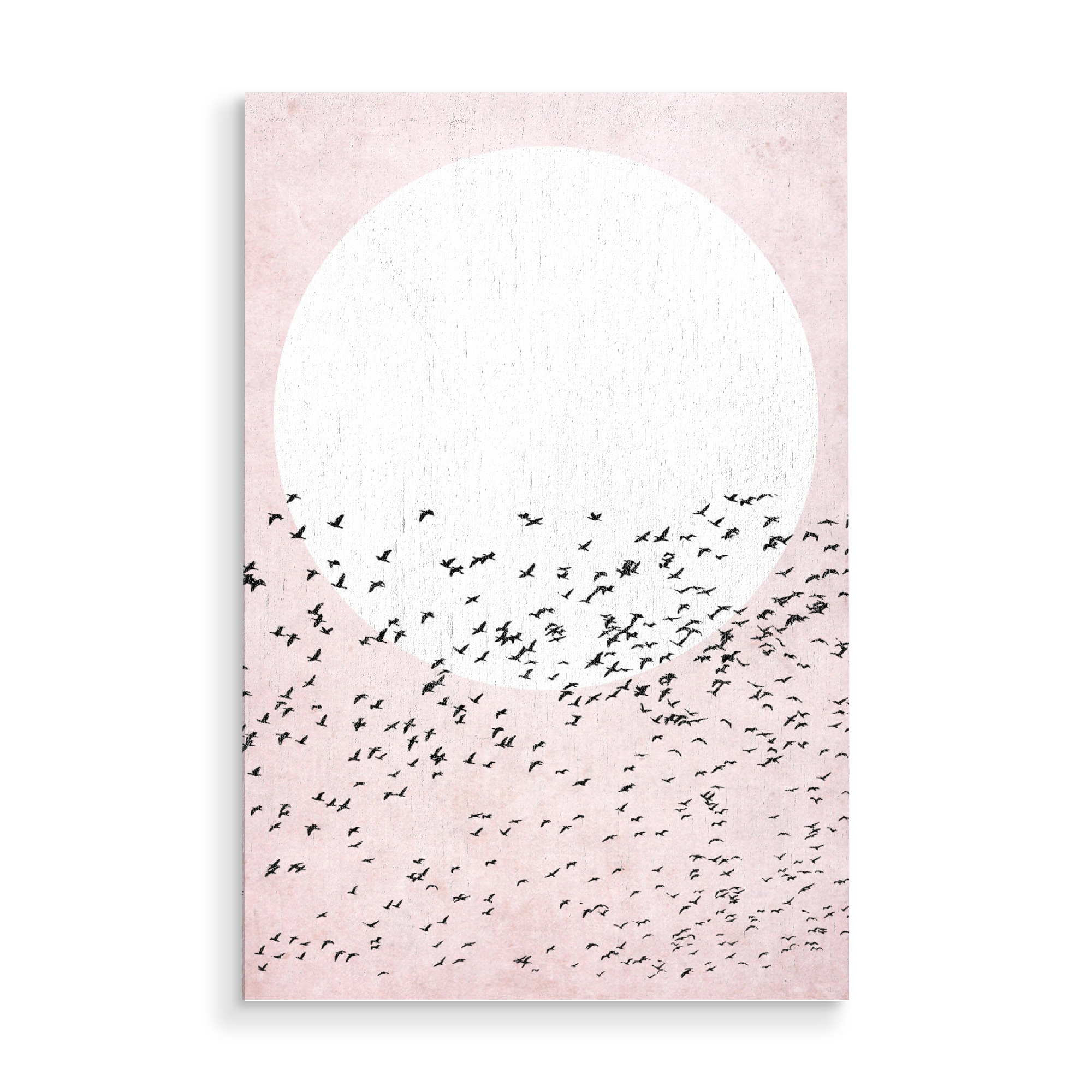 Holzbild "Sunrise moment" artboxONE - Natur,Tiere,Abstrakt - Vogel,Vögel,Abstrakt,Natur,Landschaft,Kreis,Geometrisch,Skandinavisch,Nordisch,Sonne