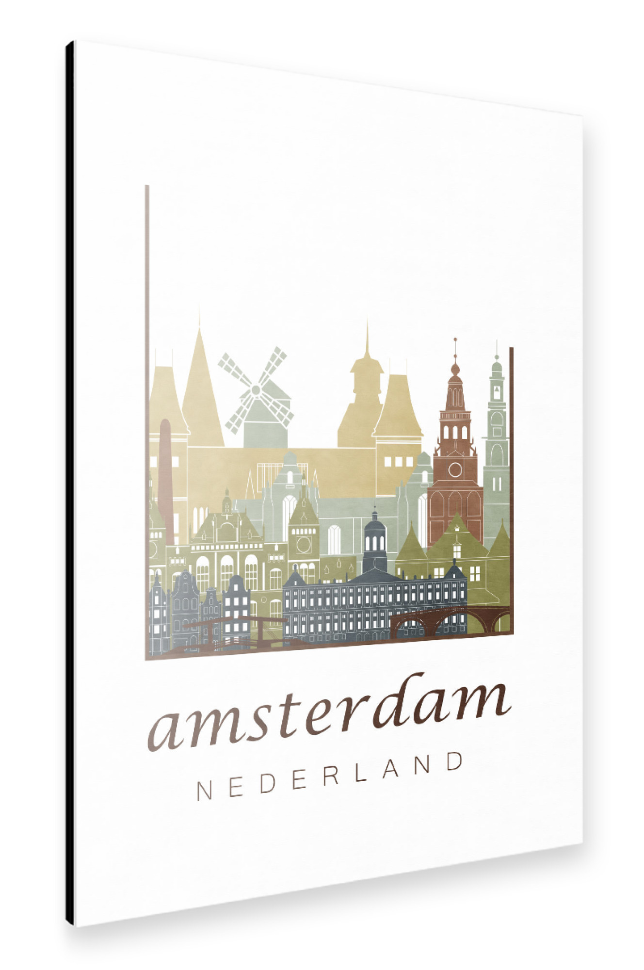 Alu-Dibond "Amsterdam light brown skyline" 30x20 cm artboxONE