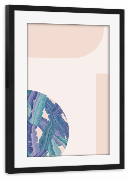 Poster mit Rahmen schwarz "Mid-Century Candy Tropical First" artboxONE - Abstrakt - Mid-century-modern,Exotic,Tropical leaves