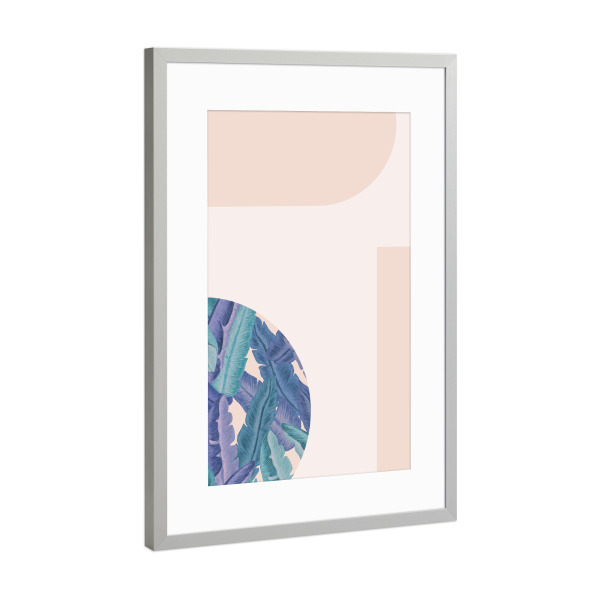 Poster mit Rahmen Silber "Mid-Century Candy Tropical First" artboxONE - Abstrakt - Mid-century-modern,Exotic,Tropical leaves