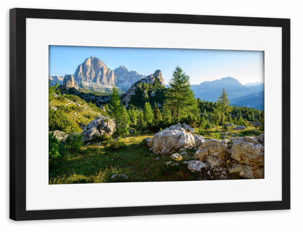 Poster mit Rahmen schwarz "Panorama of Dolomites" artboxONE - Natur
