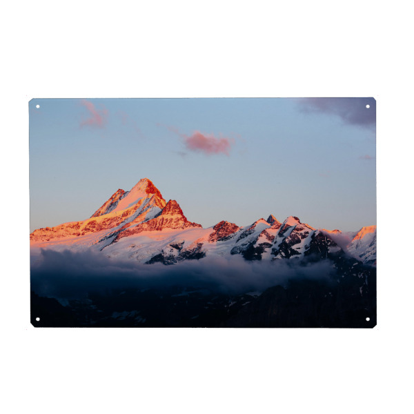 Metall Poster "Schreckhorn alpen glow" artboxONE - Natur