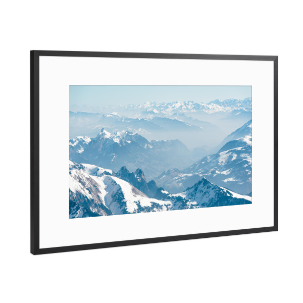 Poster mit Rahmen Schwarz (Metallic) "Distant mountains" artboxONE - Natur - Alps,Aerial,Haze,Switzerland,Berner oberland,High,Panoramic