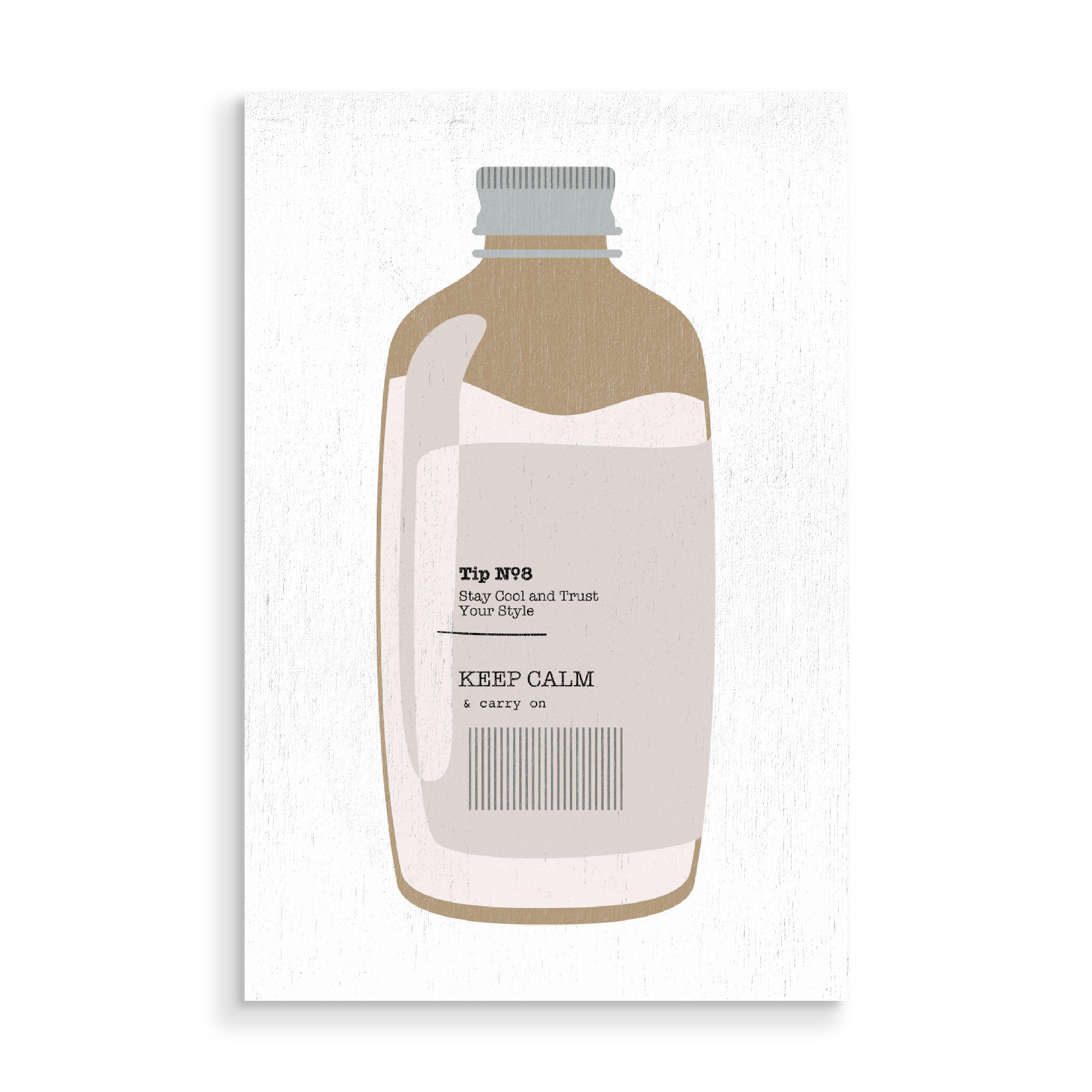 Holzbild "Tip in a Bottle - Style" artboxONE - Typografie,Fashion - Bottle,Shampoo,Care,Bath,Tip,Advice,Motivation,Style,Minimal,Scandinavian,Liquid