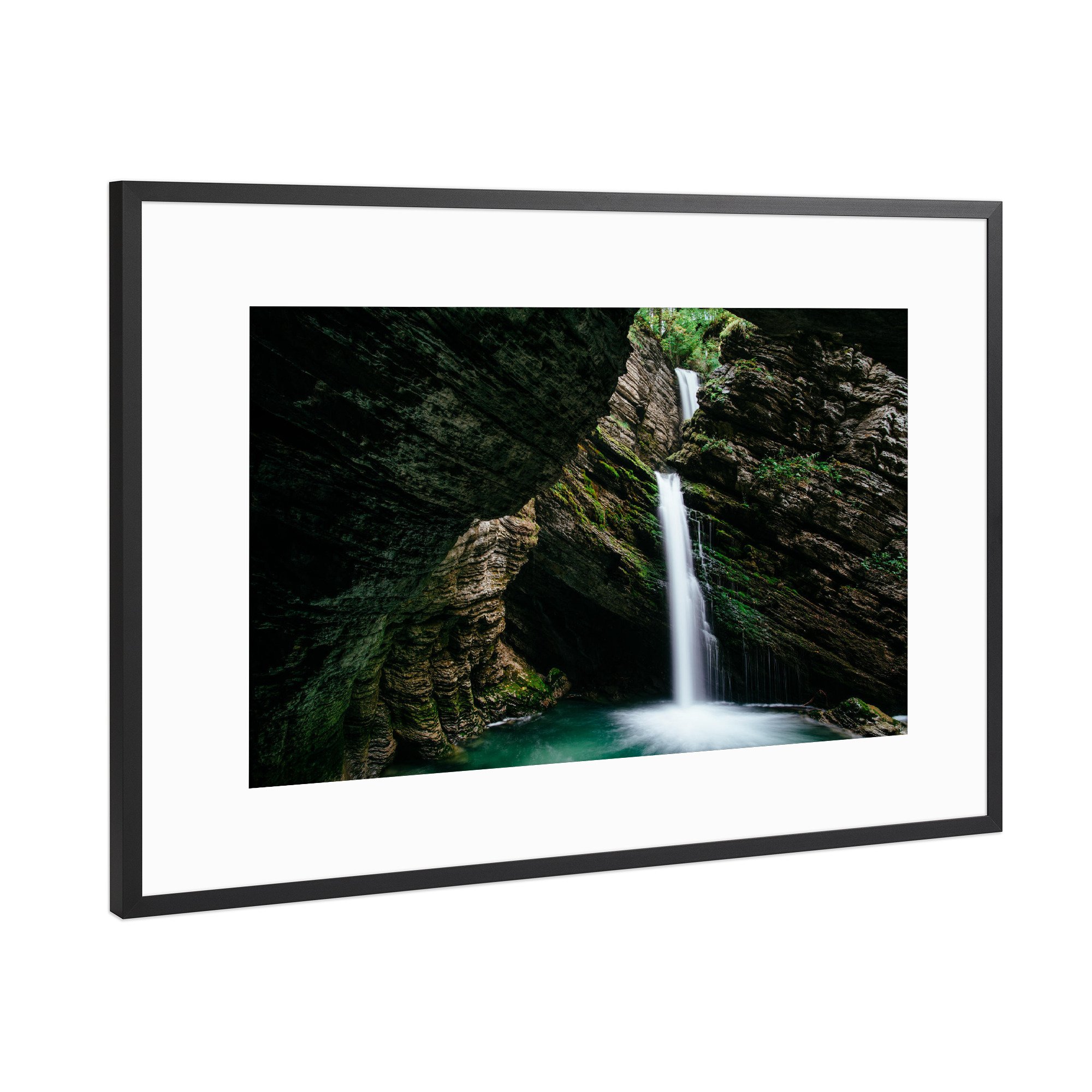 Poster mit Rahmen Schwarz (Metallic) "Thur waterfalls" artboxONE - Natur