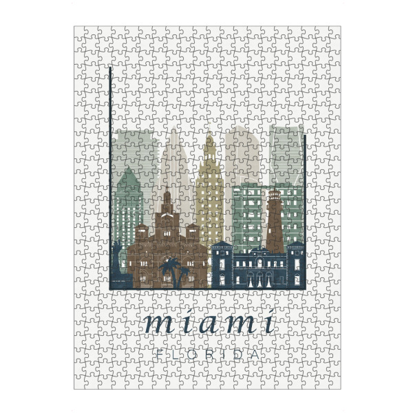 Puzzle Ravensburger "Miami skyline, light blue" artboxONE - Städte,Kartografie