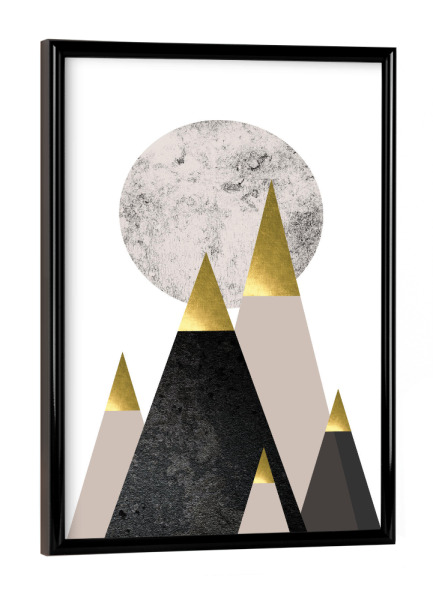 Poster mit schwarzem Rahmen "Full Moon Mountains" artboxONE - Natur,Abstrakt,Geometrie