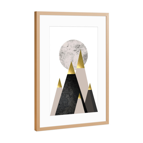 Poster mit Rahmen Kupfer "Full Moon Mountains" artboxONE - Natur,Abstrakt,Geometrie