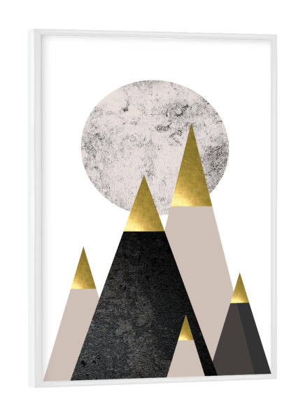 Poster mit weißem Rahmen "Full Moon Mountains" artboxONE - Natur,Abstrakt,Geometrie