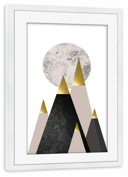 Poster mit Rahmen weiß "Full Moon Mountains" artboxONE - Natur,Abstrakt,Geometrie