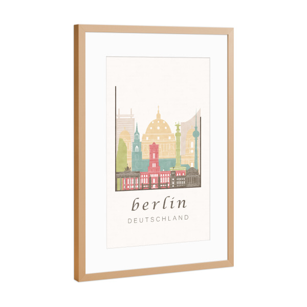 Poster mit Rahmen Kupfer "Berlin skyline, pastel" artboxONE - Städte / Berlin,Kartografie