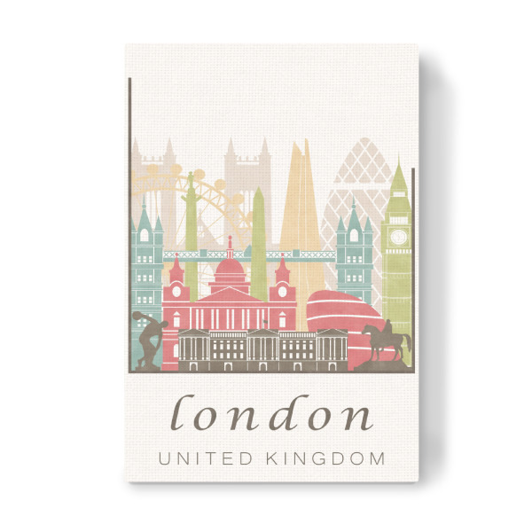 Leinwandbild "London pastel skyline" artboxONE - Städte / London,Kartografie - London,United kingdom,Uk,England,Skyline,Cityscape,Travel
