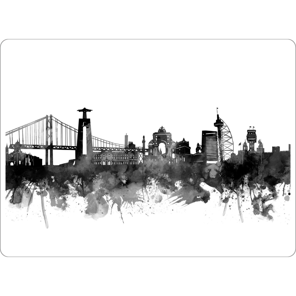 Tischset "Lisbon skyline black" artboxONE - Städte,Reise,Schwarzweiß,Architektur