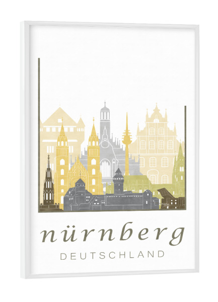 Poster mit weißem Rahmen "Nuremberg skyline, desert" artboxONE - Städte,Kartografie - Nuremberg,Nürnberg,Germany,Deutschland,Skyline,Cityscape,Travel