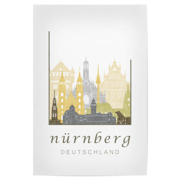 Poster 30x20 cm "Nuremberg skyline, desert" artboxONE - Städte,Kartografie - Nuremberg,Nürnberg,Germany,Deutschland,Skyline,Cityscape,Travel