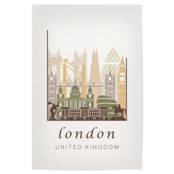 Poster "London skyline, rustic" artboxONE - Städte / London,Kartografie - London,United kingdom,Uk,England,Skyline,Cityscape,Travel