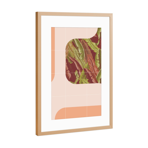 Poster mit Rahmen Kupfer "Mid-Century Tropical Way" artboxONE - Abstrakt - Mid-century-modern,Exotic,Tropical leaves