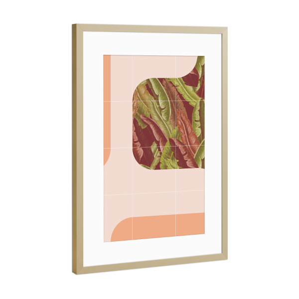 Poster mit Rahmen Gold "Mid-Century Tropical Way" artboxONE - Abstrakt - Mid-century-modern,Exotic,Tropical leaves