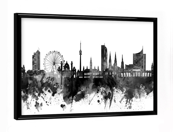 Poster mit schwarzem Rahmen "Vienna skyline black" artboxONE - Städte,Reise,Schwarzweiß,Architektur,Städte / Wien