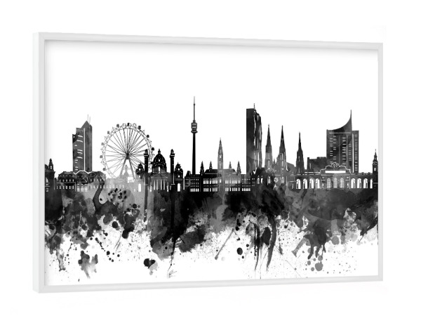 Poster mit weißem Rahmen "Vienna skyline black" artboxONE - Städte,Reise,Schwarzweiß,Architektur,Städte / Wien