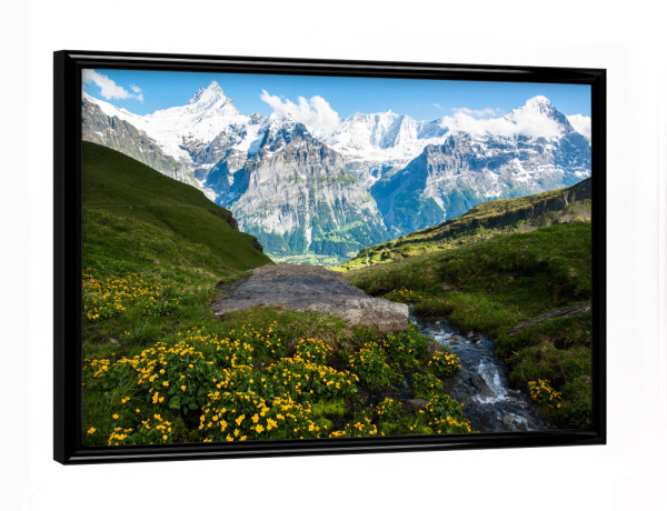 Poster mit schwarzem Rahmen "First panorama" artboxONE - Natur