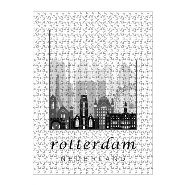 Puzzle Ravensburger "Rotterdam skyline, black & white" artboxONE - Städte,Schwarzweiß,Kartografie