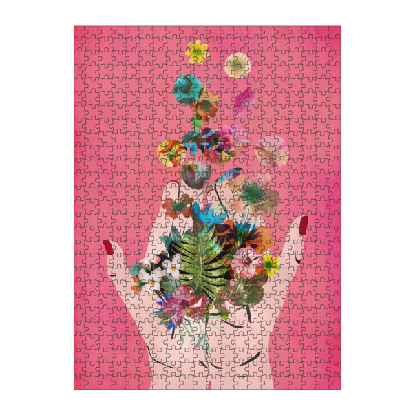 Puzzle Ravensburger "Frida's Hands (pink)" artboxONE - Floral,Menschen,Für Mama