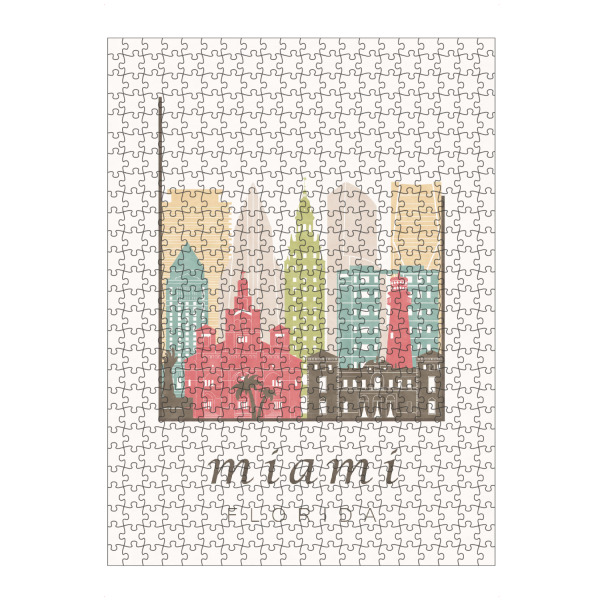 Puzzle Ravensburger "Miami skyline, pastel" artboxONE - Städte,Kartografie