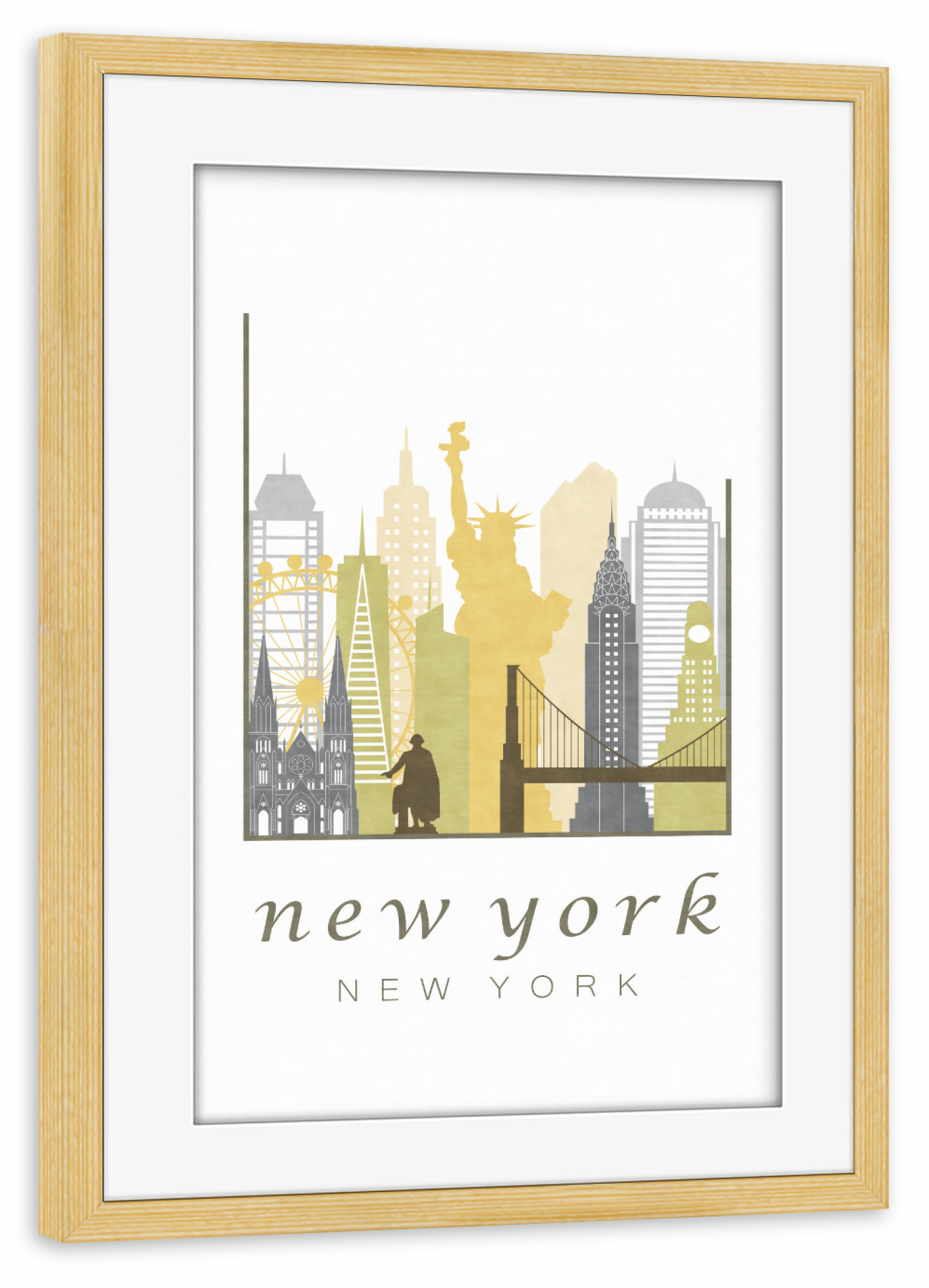 Poster mit Rahmen kiefer "New York skyline, desert" artboxONE - Städte / New York,Kartografie
