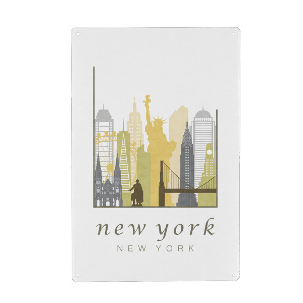 Holzbild "New York skyline, desert" artboxONE - Städte / New York,Kartografie