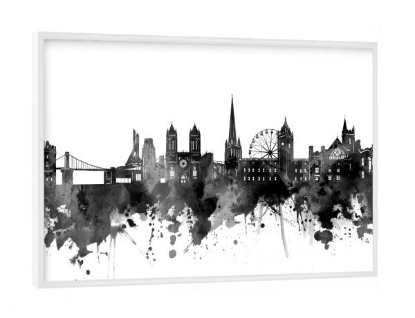 Poster mit weißem Rahmen "Bristol skyline black" artboxONE - Städte,Reise,Schwarzweiß,Architektur
