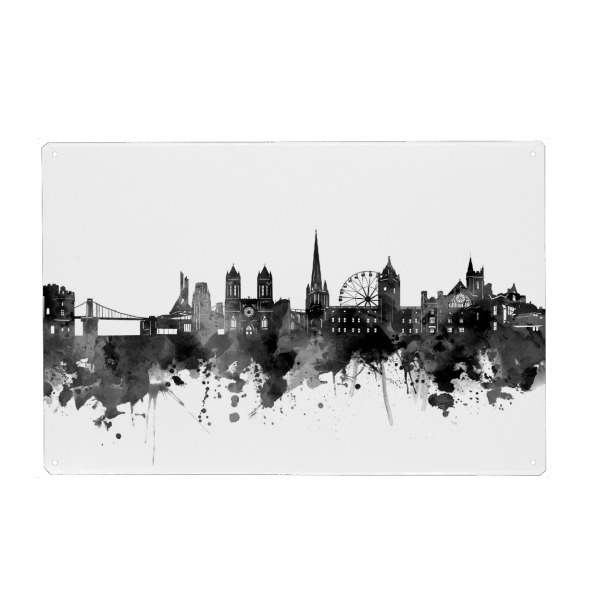 Metall Poster "Bristol skyline black" artboxONE - Städte,Reise,Schwarzweiß,Architektur