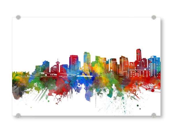 Acrylglasbild "Vancouver skyline watercolor" artboxONE - Städte,Reise,Architektur