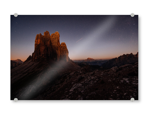 Acrylglasbild "Tre Cime at breaking dawn" artboxONE - Natur