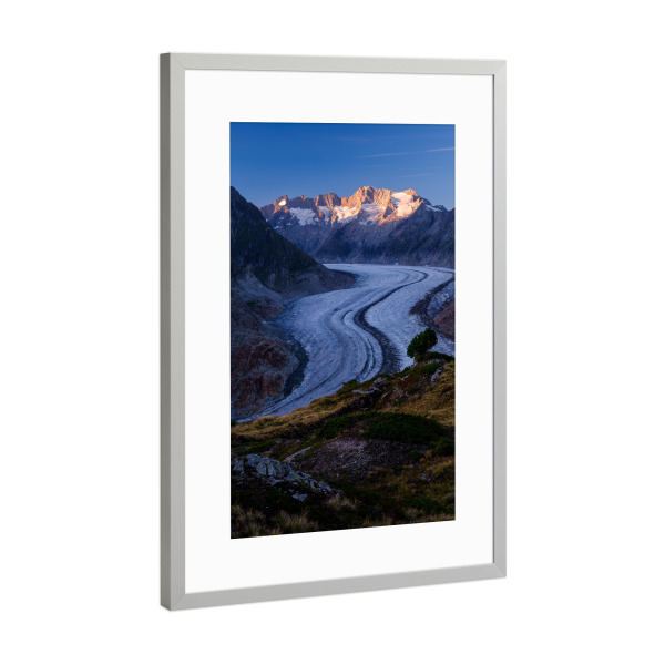 Poster mit Rahmen Silber "Panoramic view of Aletsch glacier" artboxONE - Natur