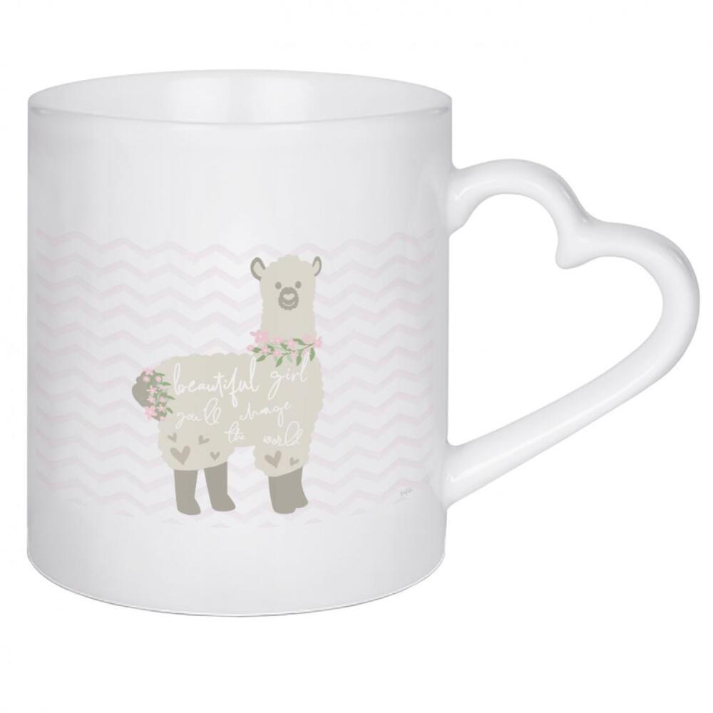 Herztasse "Blumenlama" artboxONE - Typografie,Für Kinder,Tiere - Lama,Kind,Kinder,Mädchen,Schön