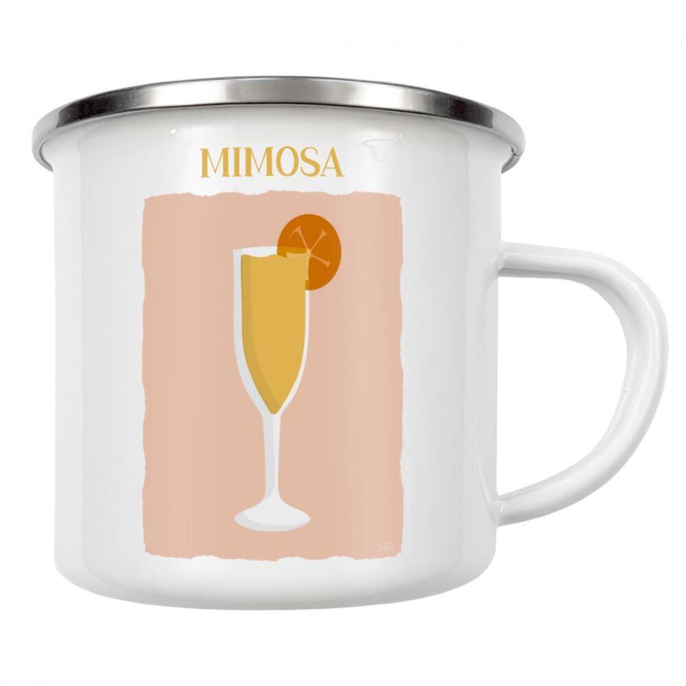 Emaille Tasse "Mimose" artboxONE - Essen & Trinken / Alkohol - Mimose,Getränk,Alkohol,Orange,Cocktail
