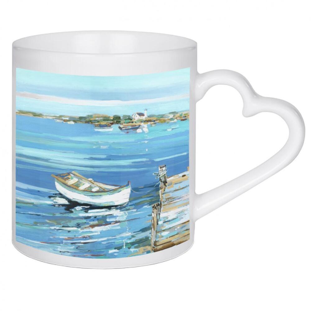 Herztasse "Serenity Row" artboxONE - Reise / Strand und Meer - Dock,Boot,Malerei,Gemälde,Kunst,Meer