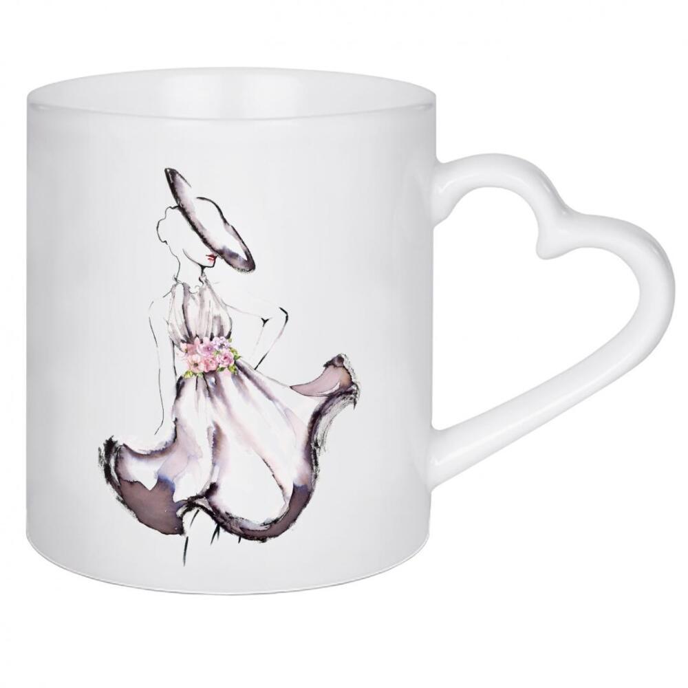 Herztasse "Schlage eine Pose I" artboxONE - Floral,Menschen,Fashion - Hut,Kleid,Frau