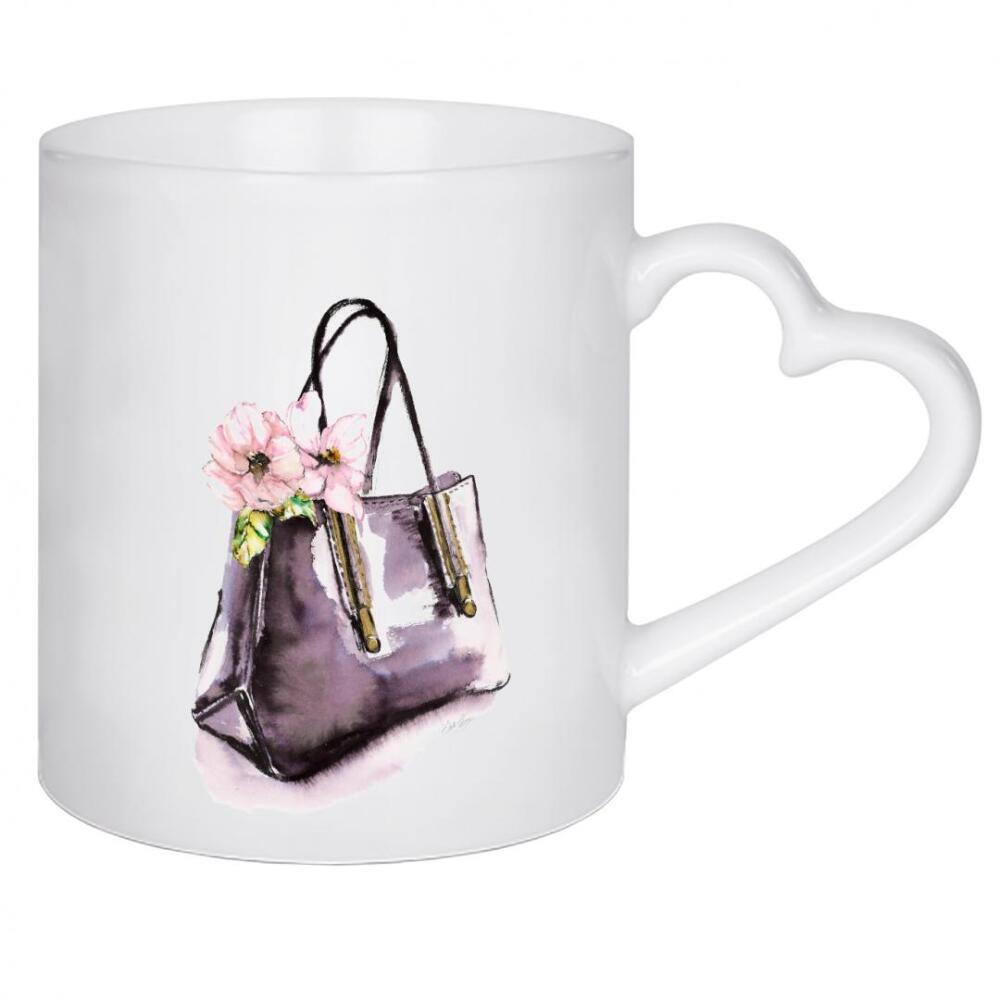 Herztasse "Handtasche mit Blume" artboxONE - Menschen,Fashion - Tasche,Blumen,Geldbörse