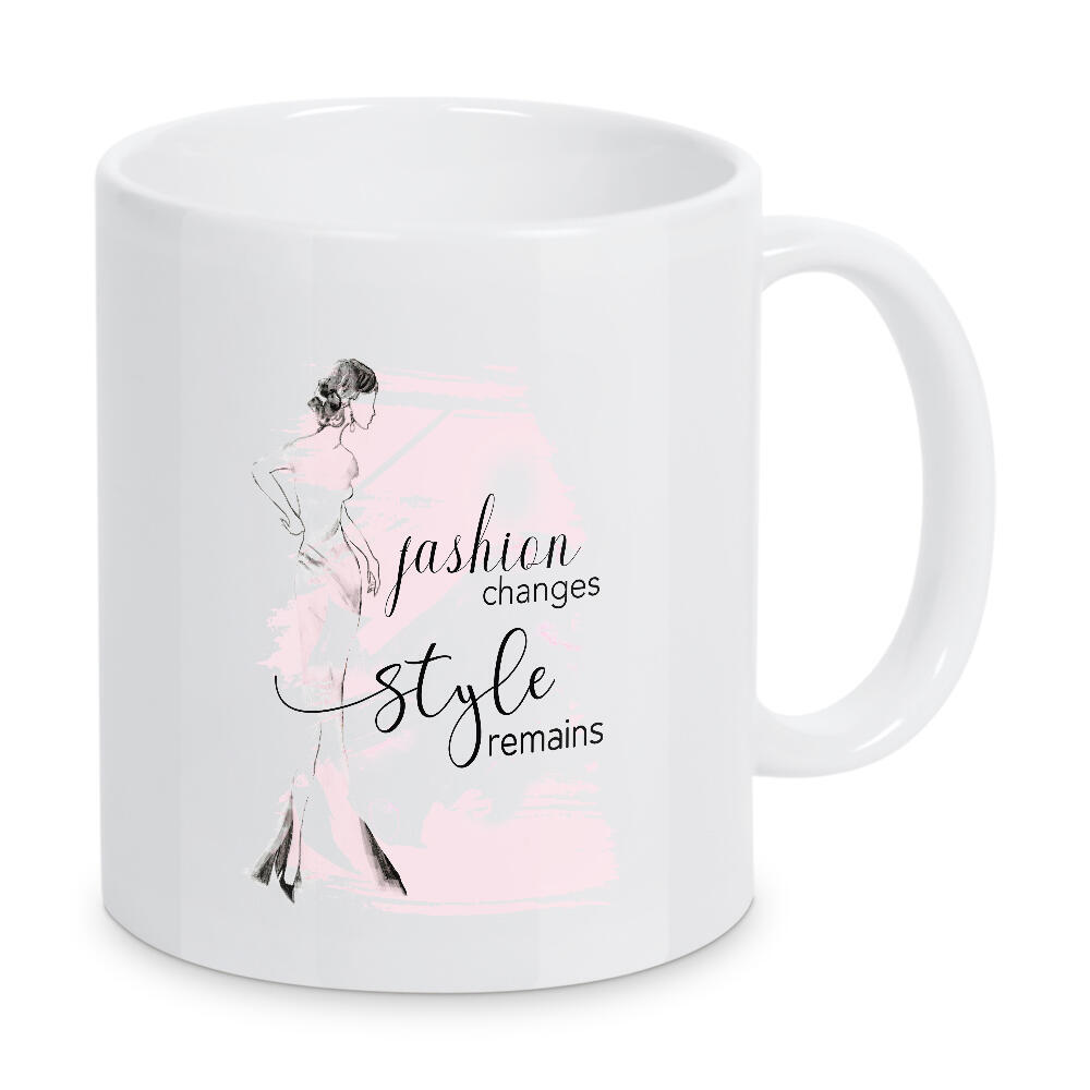 Tasse "Mode verändert Stil bleibt" artboxONE - Typografie,Menschen,Fashion - Kleid,Frau