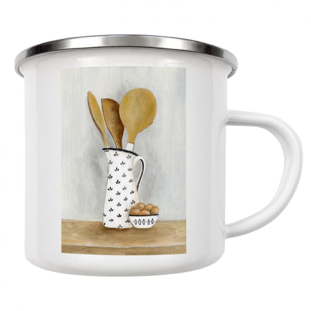 Emaille Tasse "Cottage-Küche I" artboxONE - Essen & Trinken,Essen & Trinken / Obst & Gemüse - Löffel,Holzlöffel,Küche