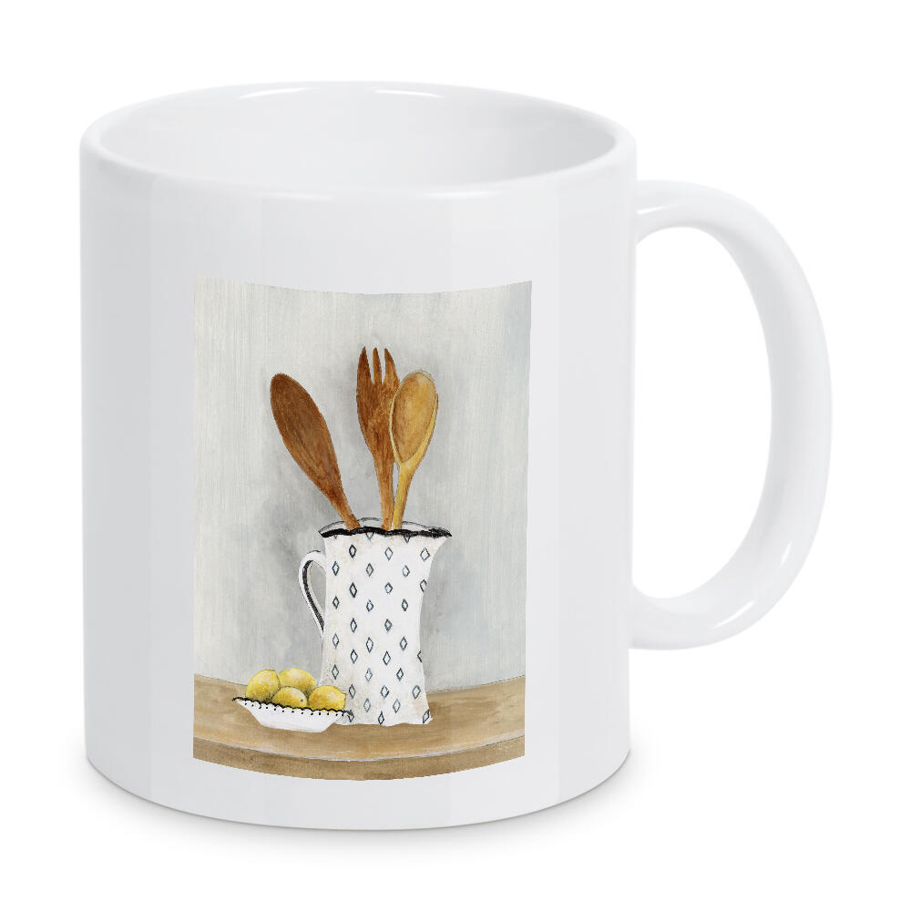 Tasse "Fortsetzung - Cottage Kitchen" artboxONE - Essen & Trinken,Essen & Trinken / Obst & Gemüse - Zitronen,Gabel,Löffel,Holzlöffel,Holzgabel,Küche