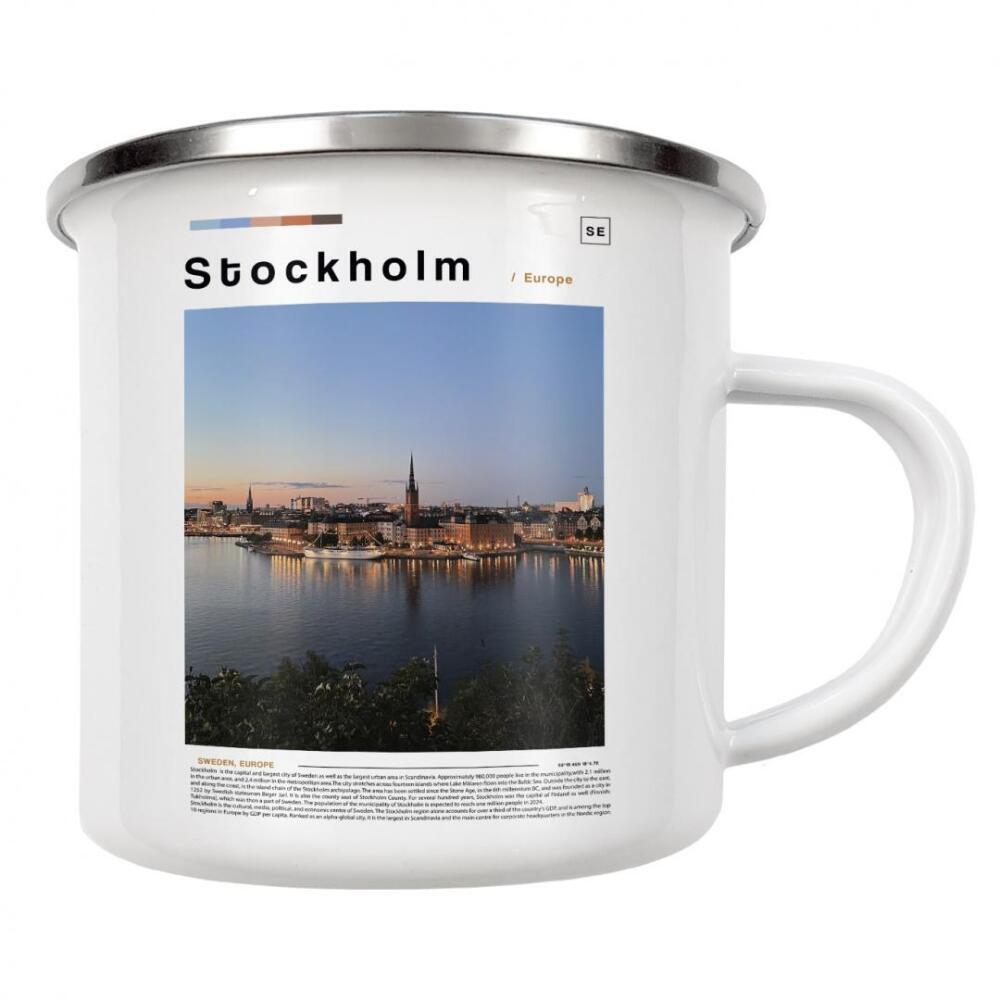 Emaille Tasse "Cover der Stockholmer Zeitung" artboxONE - Städte,Architektur