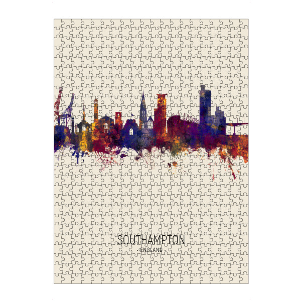 Puzzle Ravensburger "Southampton Skyline Beige" artboxONE - Städte - Southampton,England,Skyline,Cityscape,Painting,Watercolour,Stadtbild