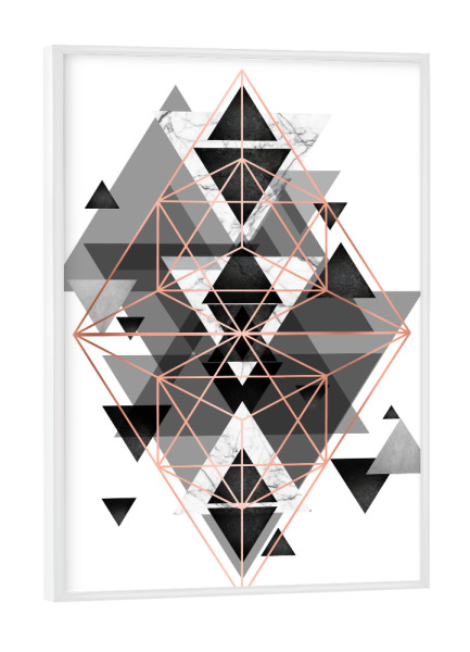 Poster mit weißem Rahmen "Perfect Geometrical" artboxONE - Abstrakt,Schwarzweiß,Geometrie,Marmor