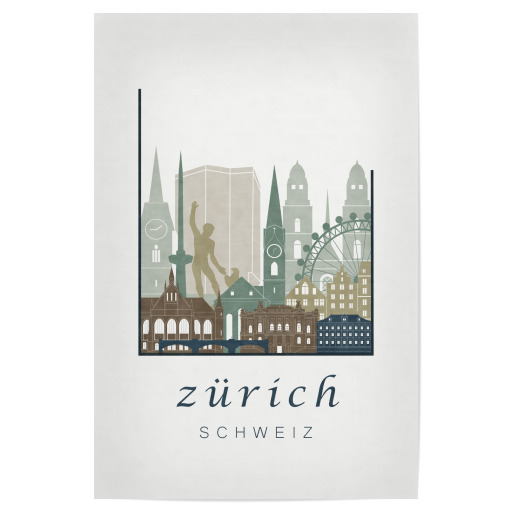 Zurich skyline, light blue